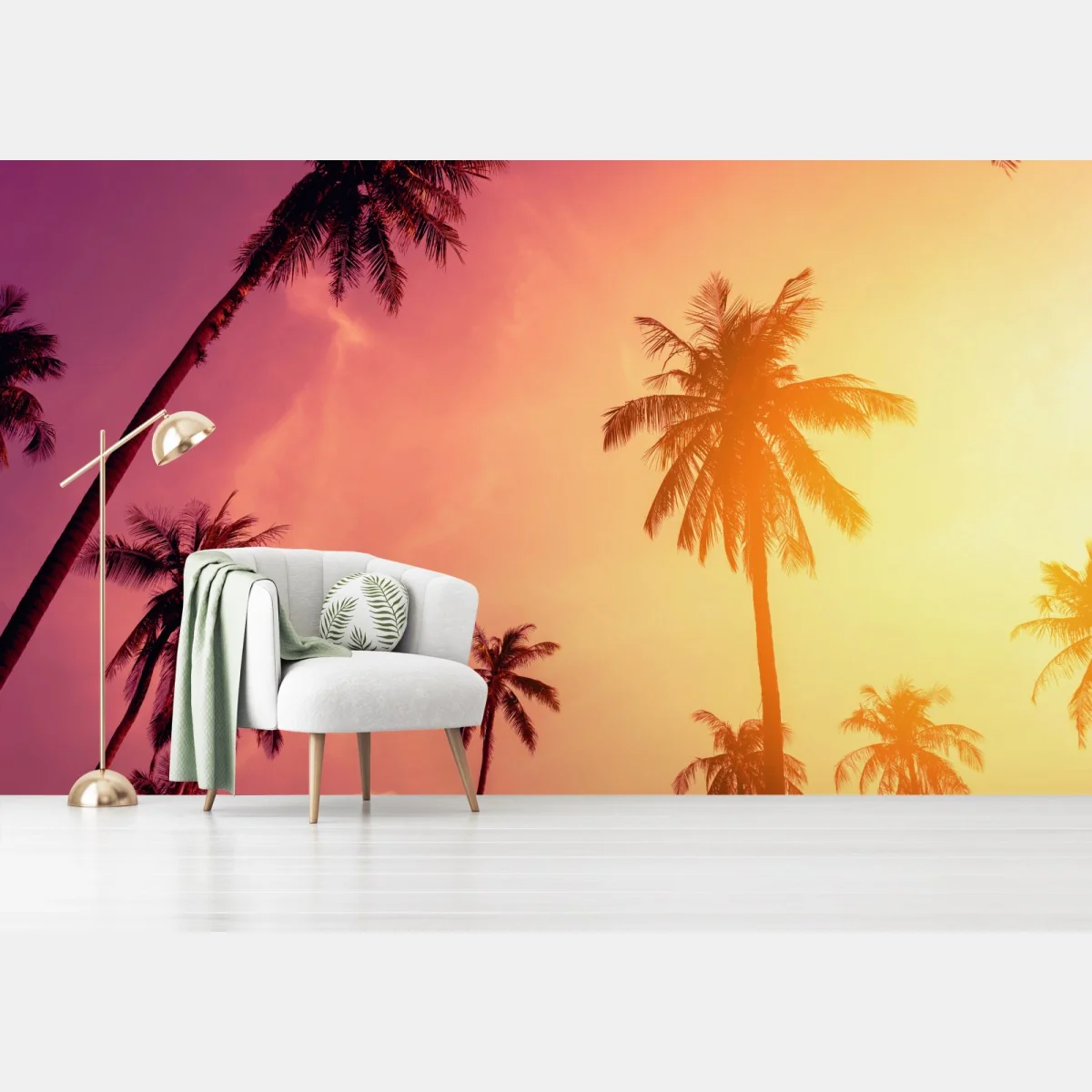 Fototapete tropischer sonnenuntergang mit palmen – Wallnifity® Fototapete tropischer sonnenuntergang mit palmen – Wallnifity®