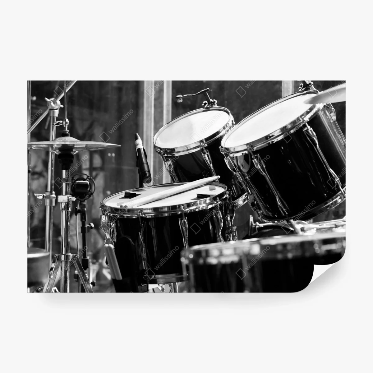 Fototapete schwarzweißes schlagzeug nahaufnahme – Wallnifity®