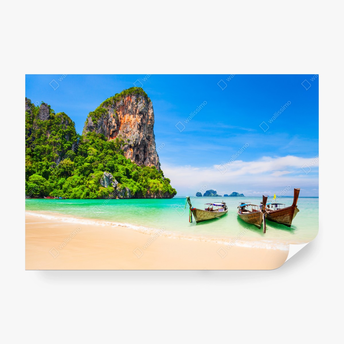 Fototapete tropischer strand mit traditionellen booten in Thailand – Wallnifity® Fototapete tropischer strand mit traditionellen booten in Thailand – Wallnifity®