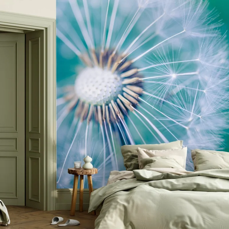 Fototapete türkisfarbener löwenzahn nahaufnahme – Wallnifity® Fototapete türkisfarbener löwenzahn nahaufnahme – Wallnifity®