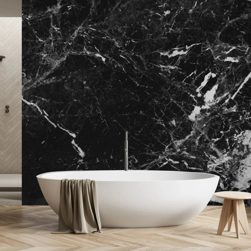 Fototapete schwarzer marmor mit weißen adern