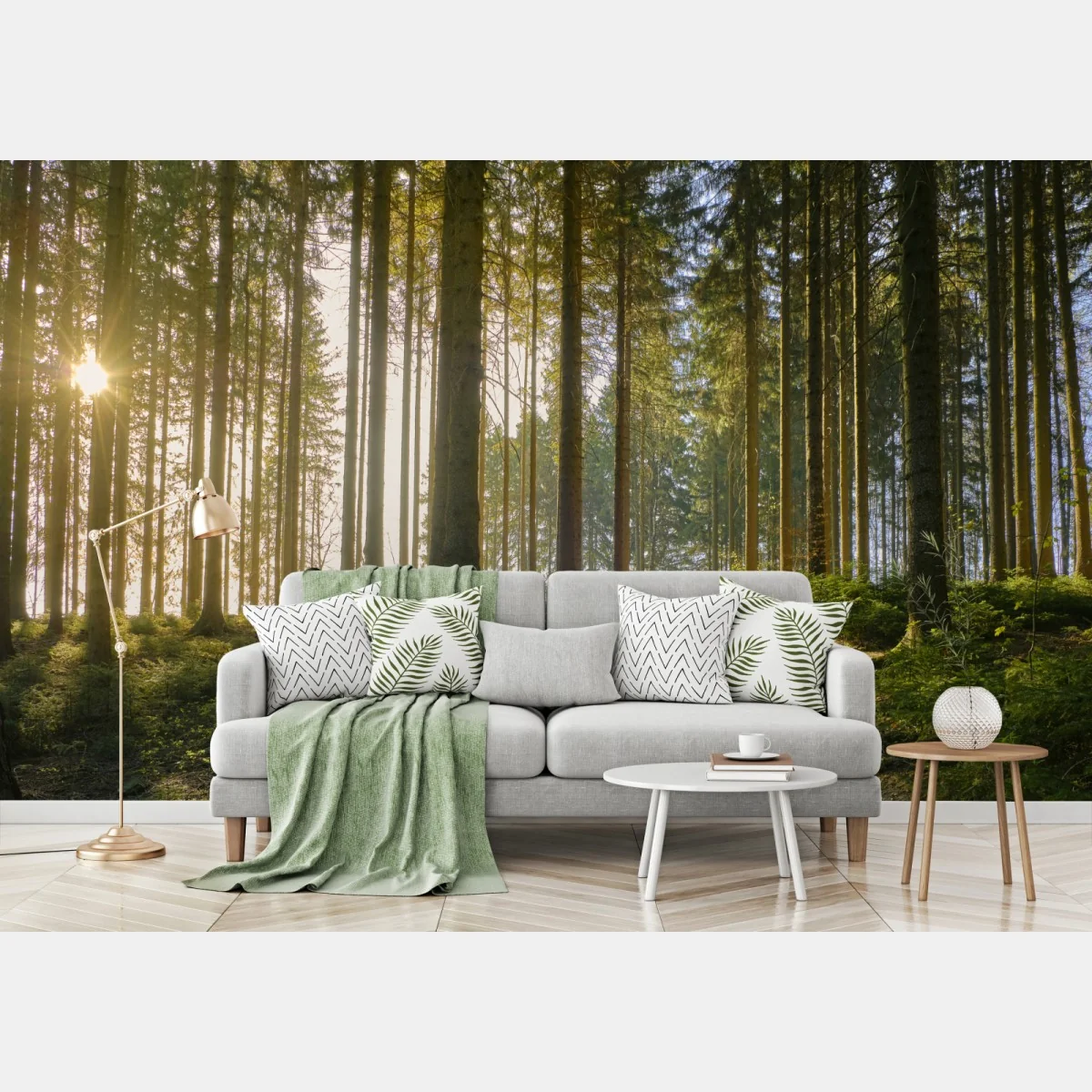 Fototapete sonniger waldweg im morgenlicht – Wallnifity® Fototapete sonniger waldweg im morgenlicht – Wallnifity®