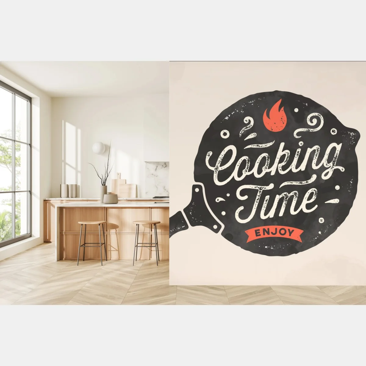 Fototapete cooking time retro küchendekor – Wallnifity®