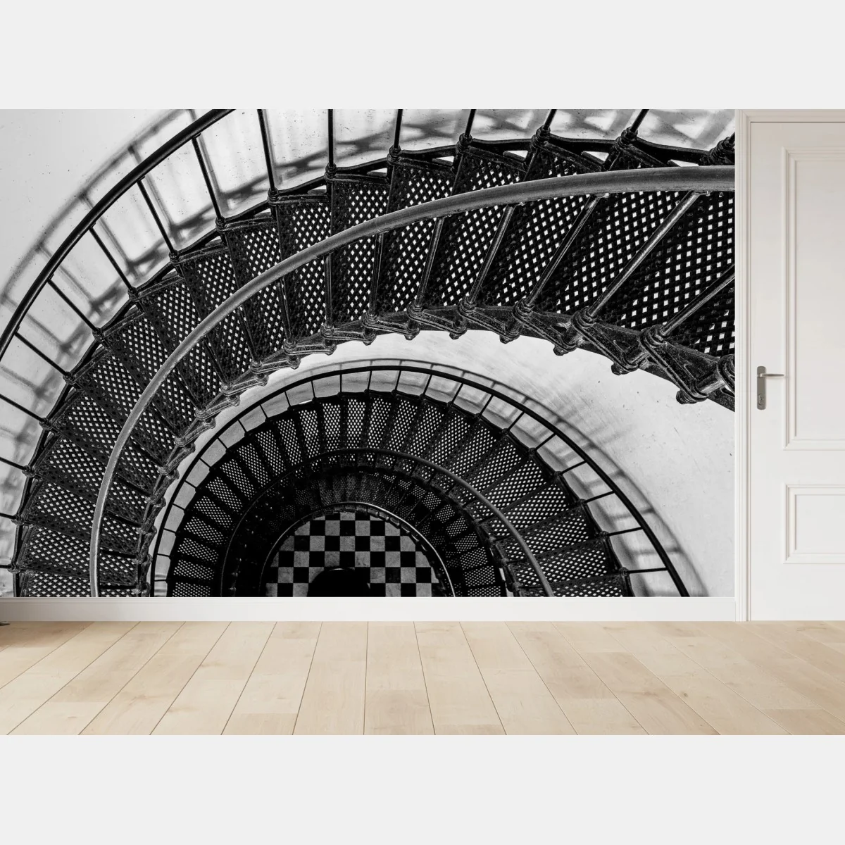 Fototapete wendeltreppe in schwarzweiß – Wallnifity® Fototapete wendeltreppe in schwarzweiß – Wallnifity®