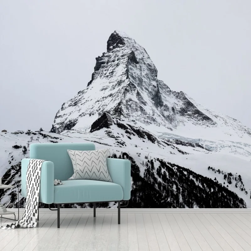 Fototapete einsamer schneebedeckter berggipfel – Wallnifity®