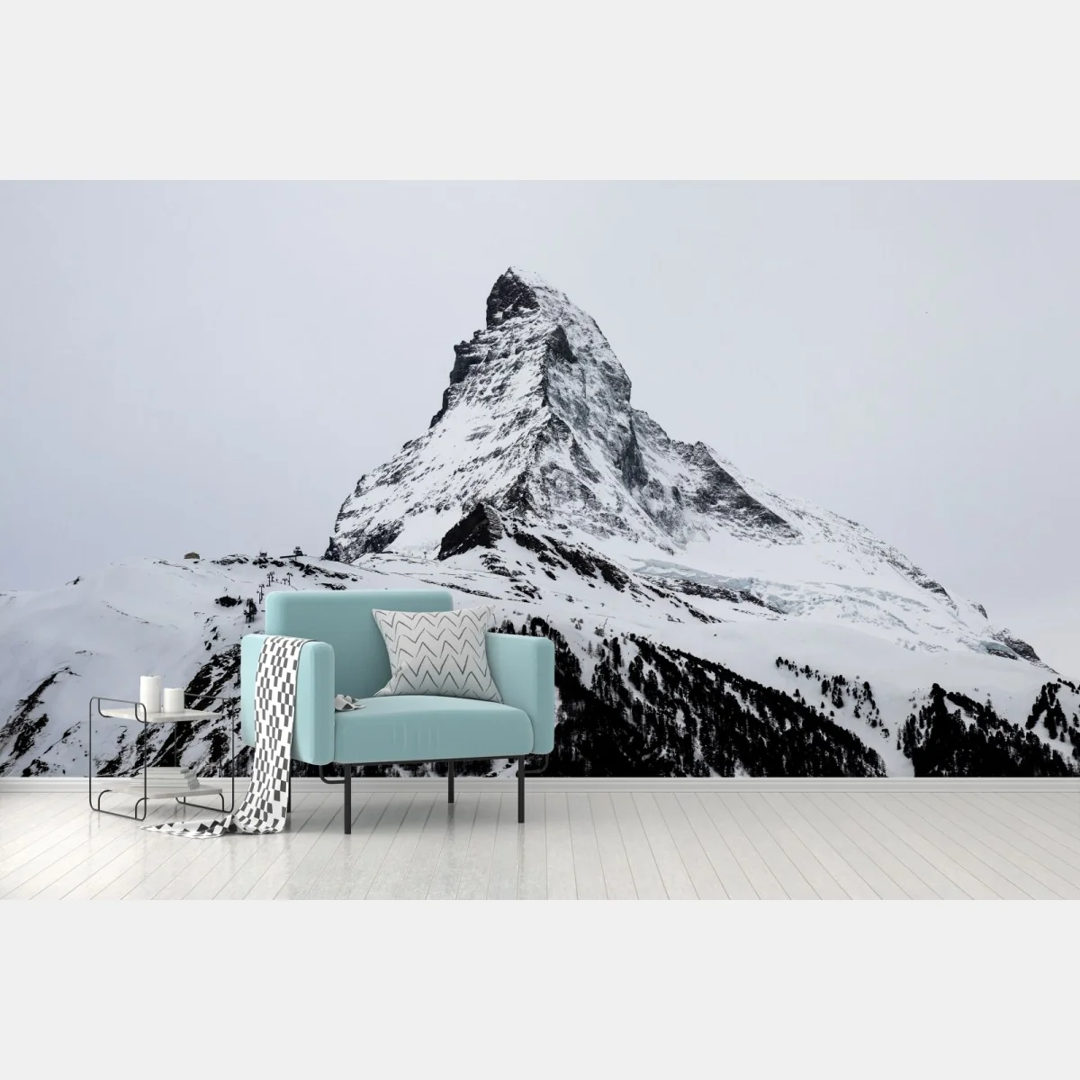 Fototapete einsamer schneebedeckter berggipfel – Wallnifity®