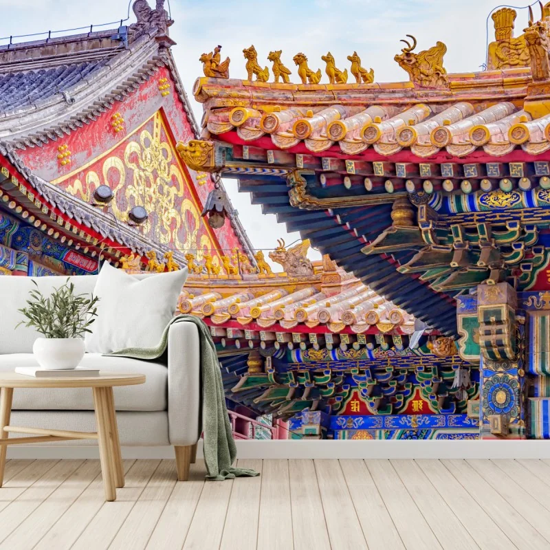 Fototapete verziertes dach des Lama Temple, Beijing – Wallnifity® Fototapete verziertes dach des Lama Temple, Beijing – Wallnifity®