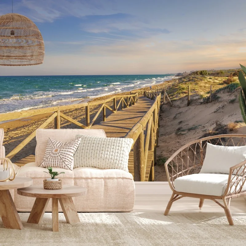 Fototapete hölzerner steg zum strand von Guardamar