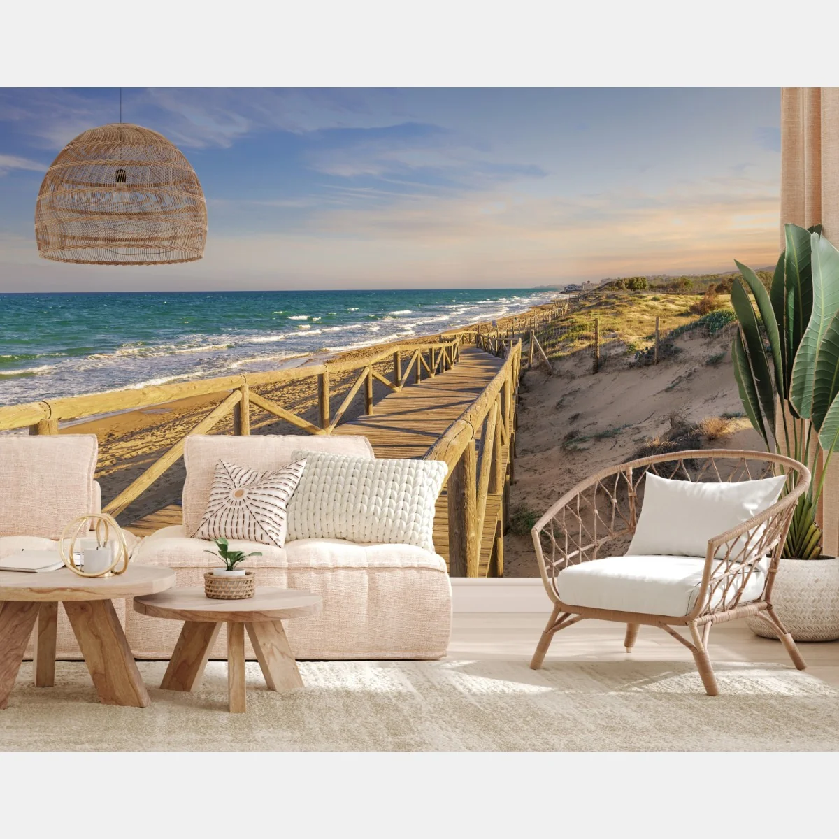 Fototapete hölzerner steg zum strand von Guardamar – Wallnifity®