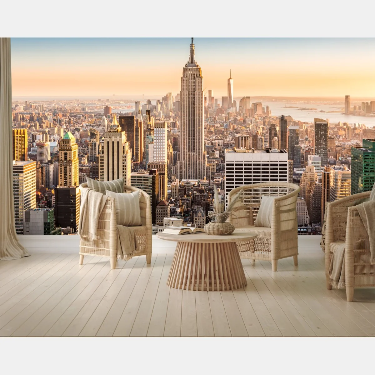 Fototapete New York skyline bei goldenem licht – Wallnifity® Fototapete New York skyline bei goldenem licht – Wallnifity®