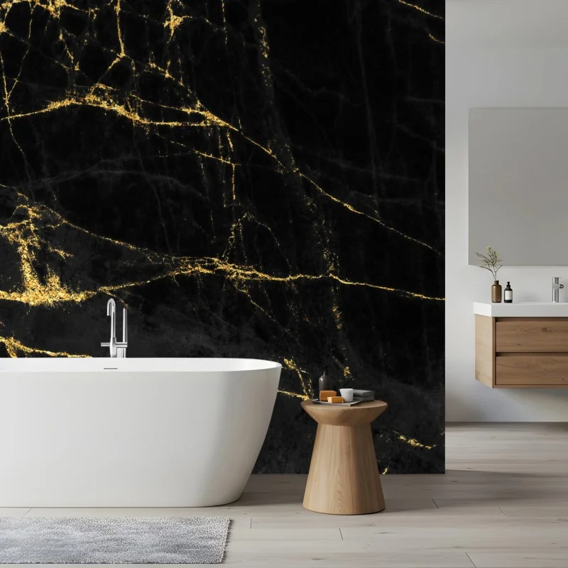 Fototapete schwarzer marmor mit goldenen adern