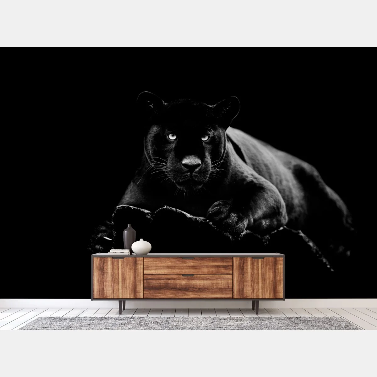 Fototapete majestätisches porträt eines schwarzen panthers – Wallnifity® Fototapete majestätisches porträt eines schwarzen panthers – Wallnifity®