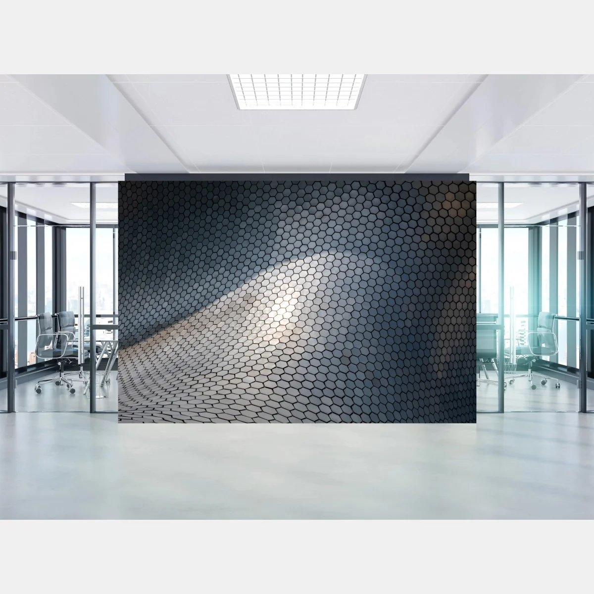 Fototapete metallische hexagon geometrische fassade – Wallnifity®