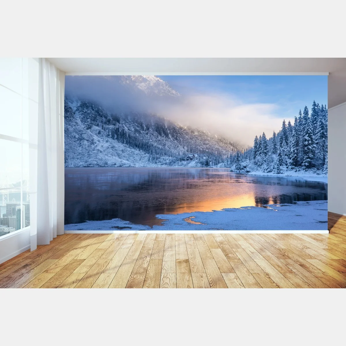 Fototapete winterlicher sonnenaufgang in der Hohen Tatra – Wallnifity®