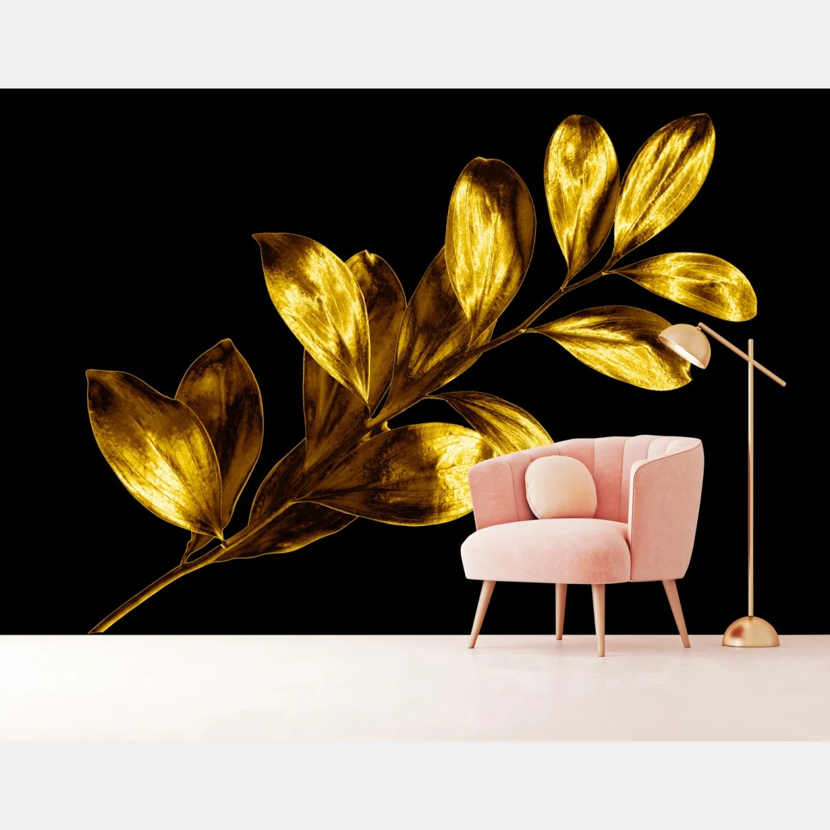 Fototapete goldener blattzweig auf schwarzem hintergrund – Wallnifity® Fototapete goldener blattzweig auf schwarzem hintergrund – Wallnifity®