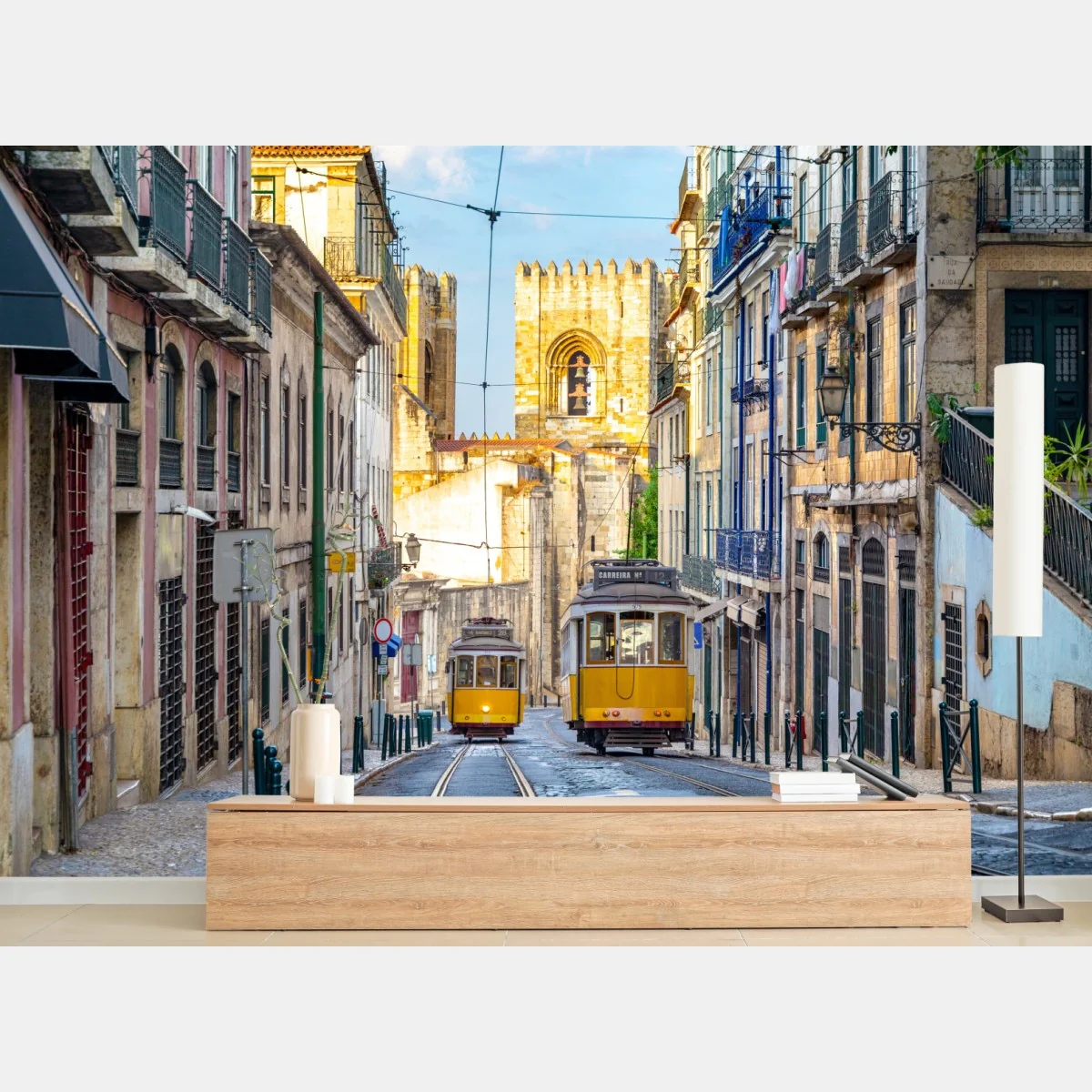 Fototapete sonnige straßenbahnen in Lissabon – Wallnifity®