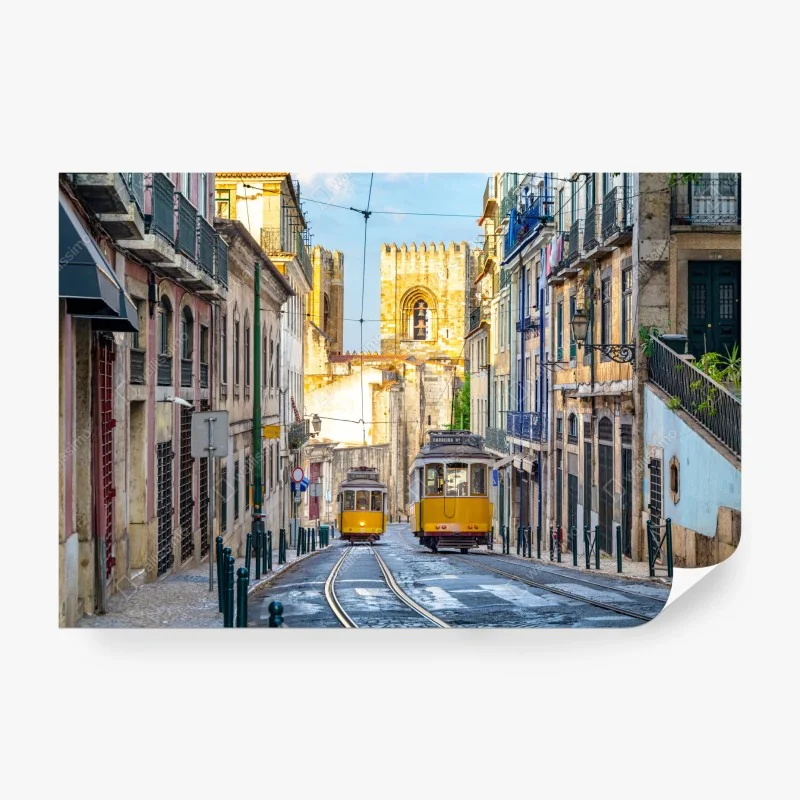 Fototapete sonnige straßenbahnen in Lissabon
