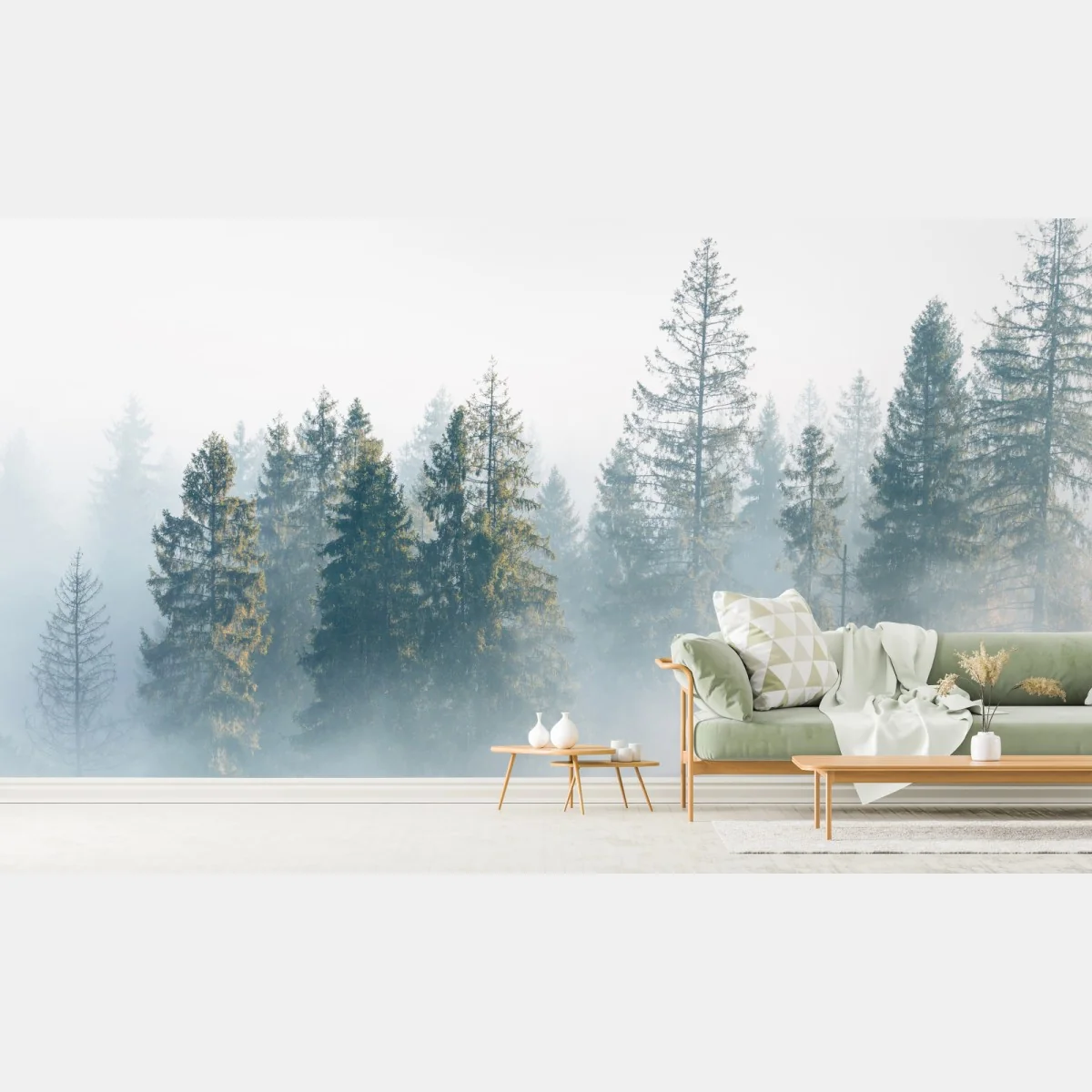 Fototapete nebliger fichtenwald am morgen – Wallnifity® Fototapete nebliger fichtenwald am morgen – Wallnifity®