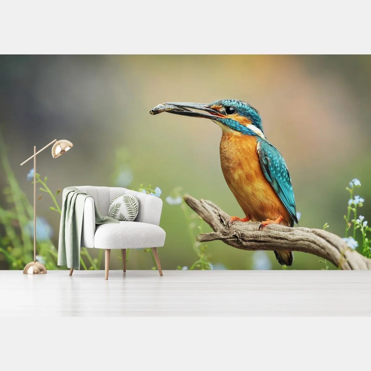 Fototapete eisvogel auf einem ast mit fisch – Wallnifity® Fototapete eisvogel auf einem ast mit fisch – Wallnifity®