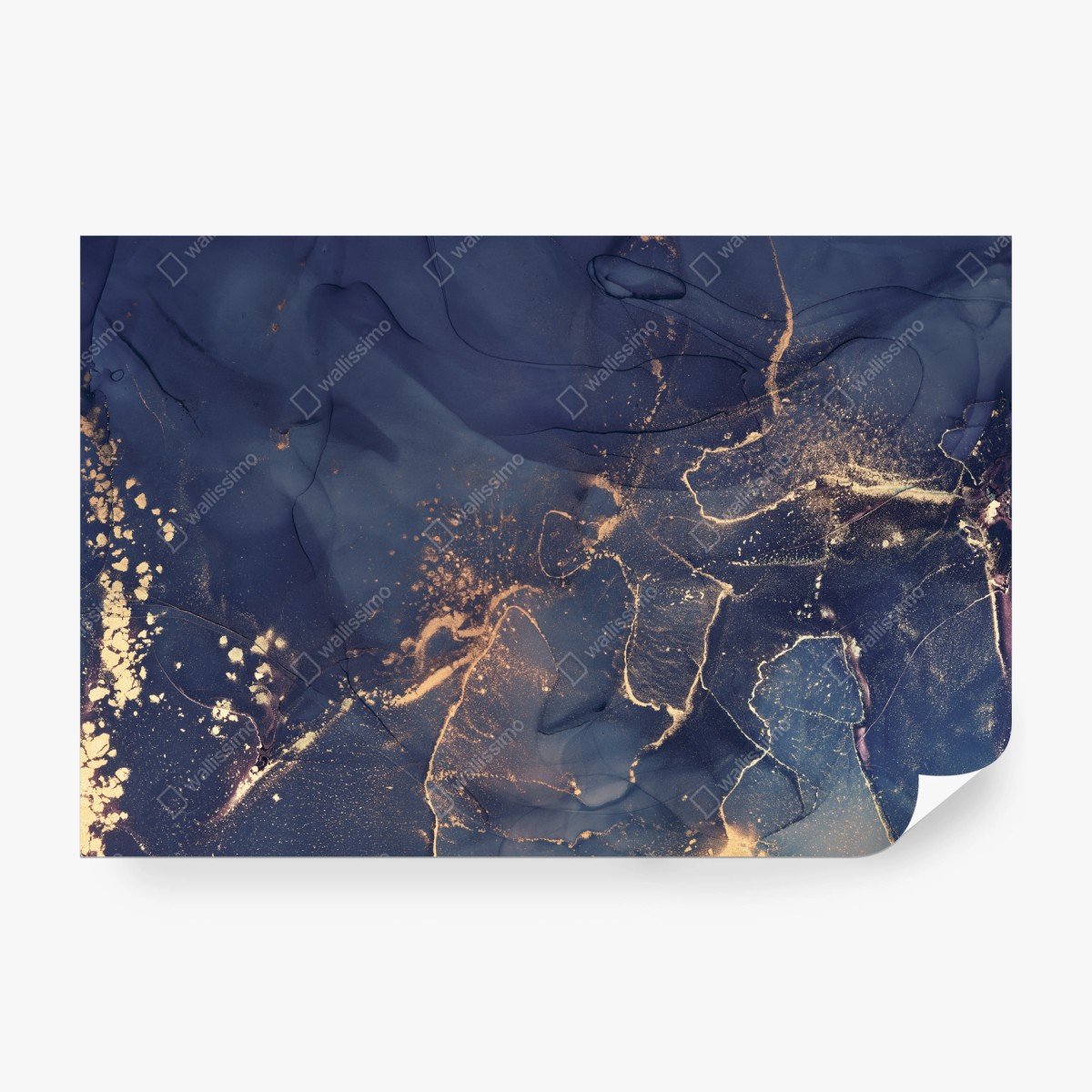 Fototapete dunkelblaue marmor-abstraktion mit goldenen adern – Wallnifity® Fototapete dunkelblaue marmor-abstraktion mit goldenen adern – Wallnifity®