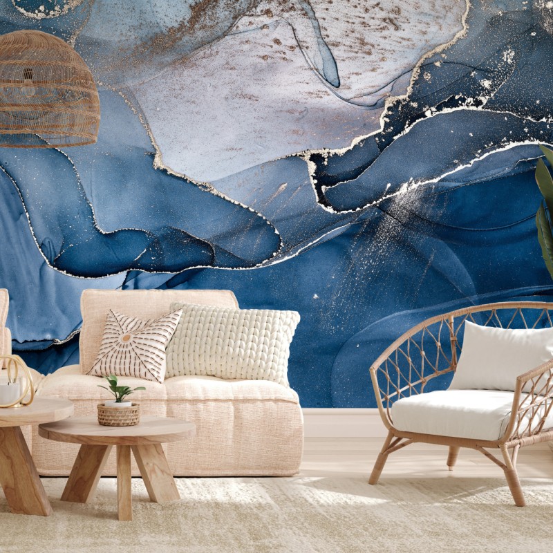 Fototapete tiefblauer marmor abstrakt