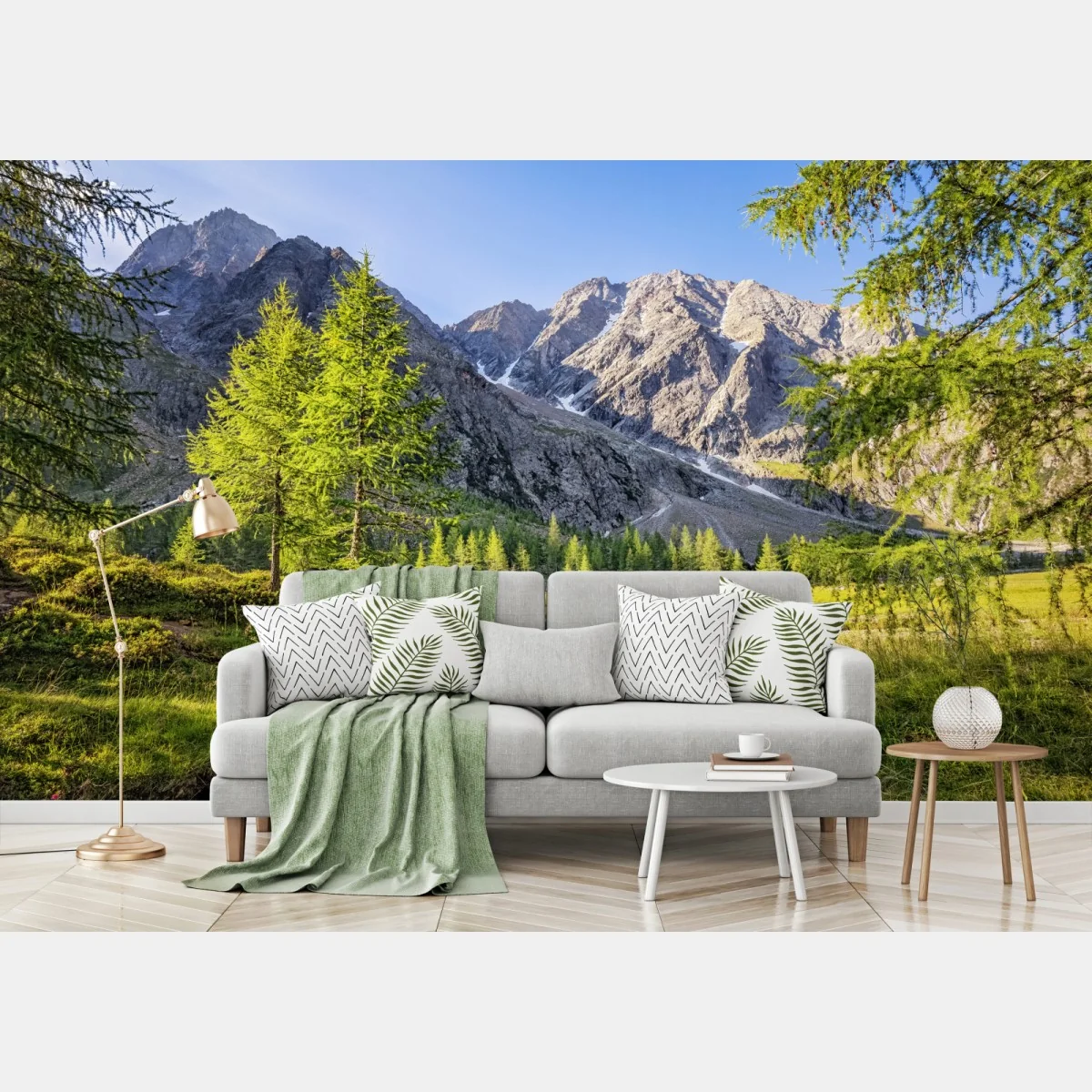Fototapete alpine wiese mit bergbach – Wallnifity® Fototapete alpine wiese mit bergbach – Wallnifity®