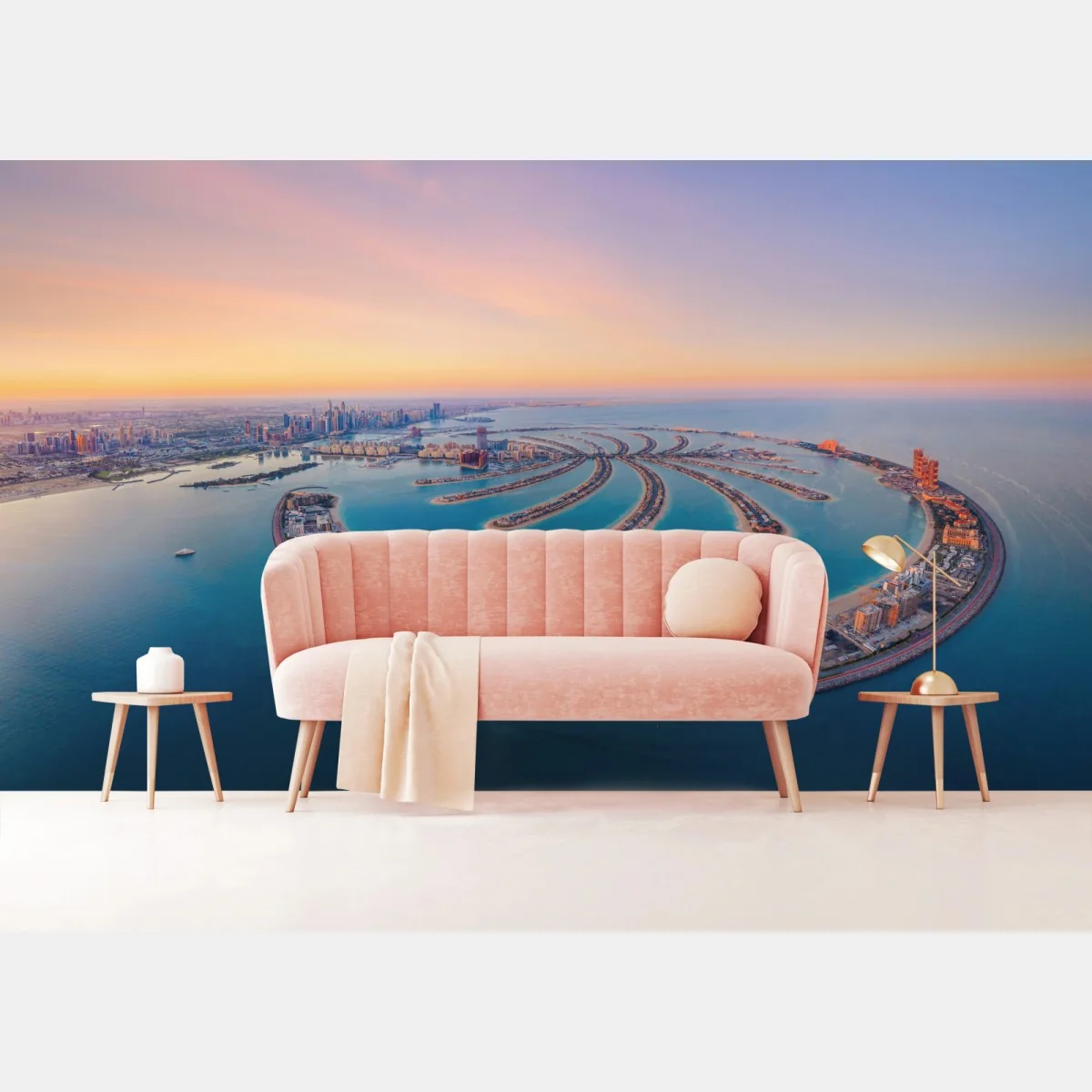 Fototapete sonnenuntergang über Palm Jumeirah luftaufnahme – Wallnifity® Fototapete sonnenuntergang über Palm Jumeirah luftaufnahme – Wallnifity®