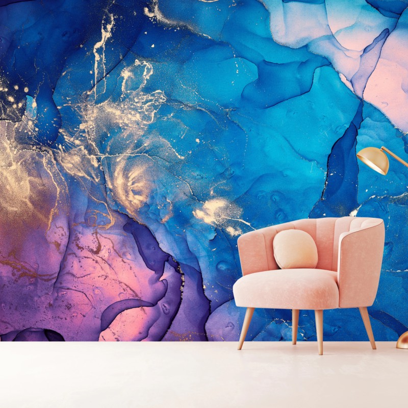 Fototapete blaue marmorierte alkoholtinten abstraktion