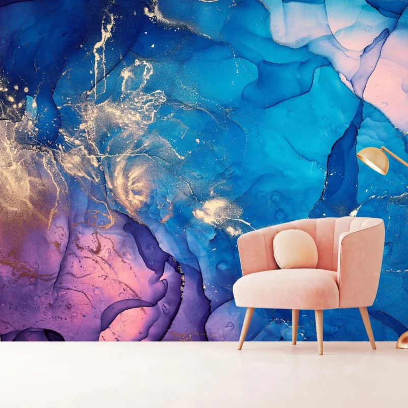 Fototapete blaue marmorierte alkoholtinten abstraktion