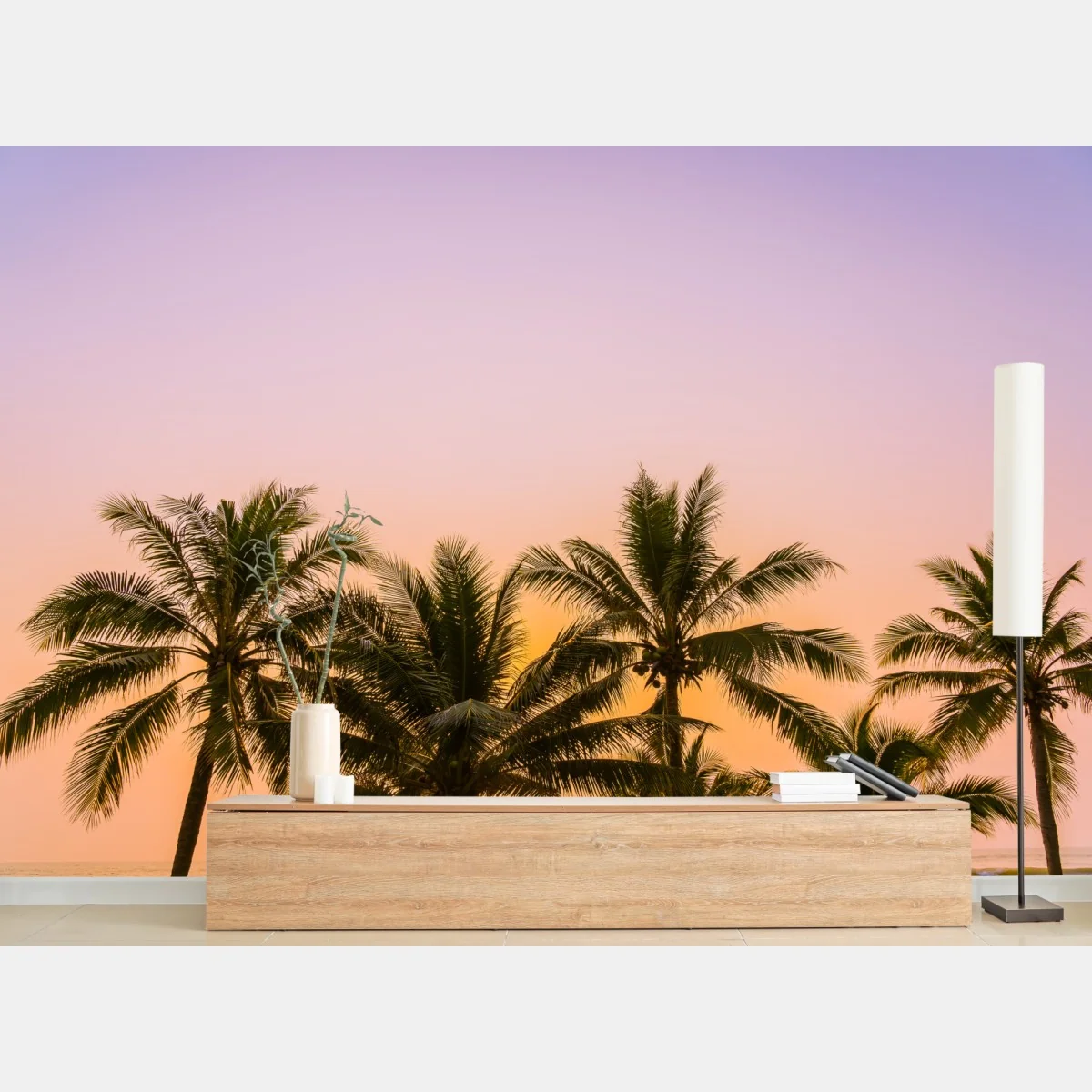 Fototapete tropischer palmsonnenuntergang am strand – Wallnifity® Fototapete tropischer palmsonnenuntergang am strand – Wallnifity®