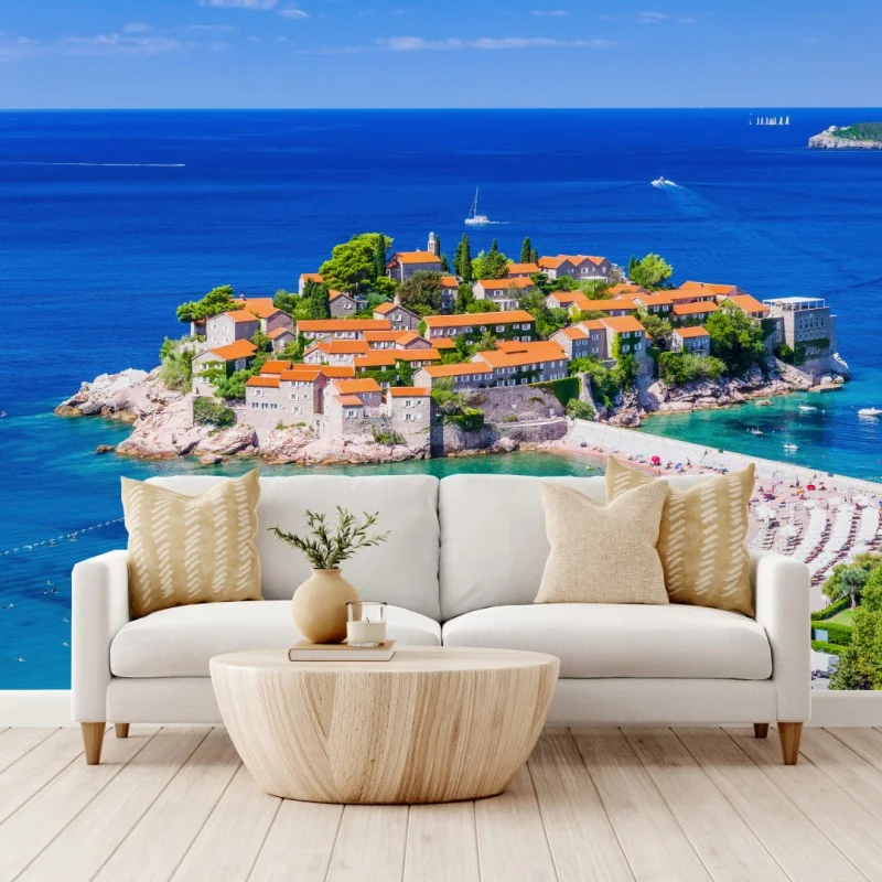 Fototapete Sveti Stefan, Montenegro historischer inselkurort