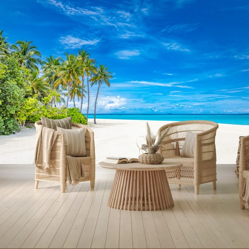 Fototapete tropischer strand mit palmen – Wallnifity® Fototapete tropischer strand mit palmen – Wallnifity®