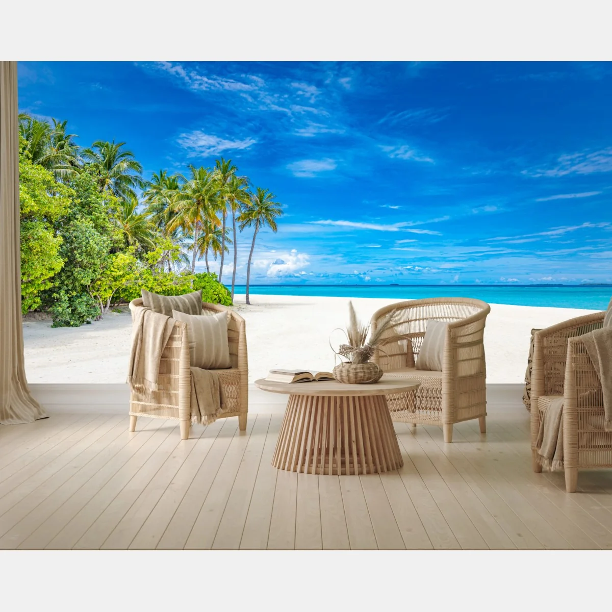 Fototapete tropischer strand mit palmen – Wallnifity® Fototapete tropischer strand mit palmen – Wallnifity®