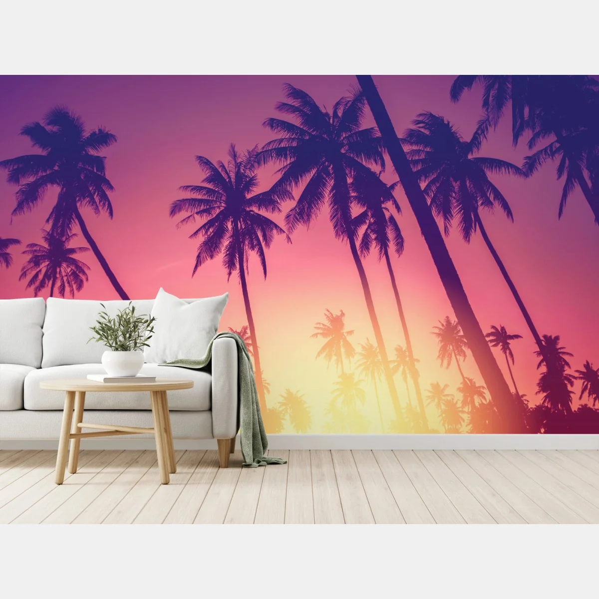 Fototapete tropischer sonnenuntergang mit palmensilhouette – Wallnifity® Fototapete tropischer sonnenuntergang mit palmensilhouette – Wallnifity®