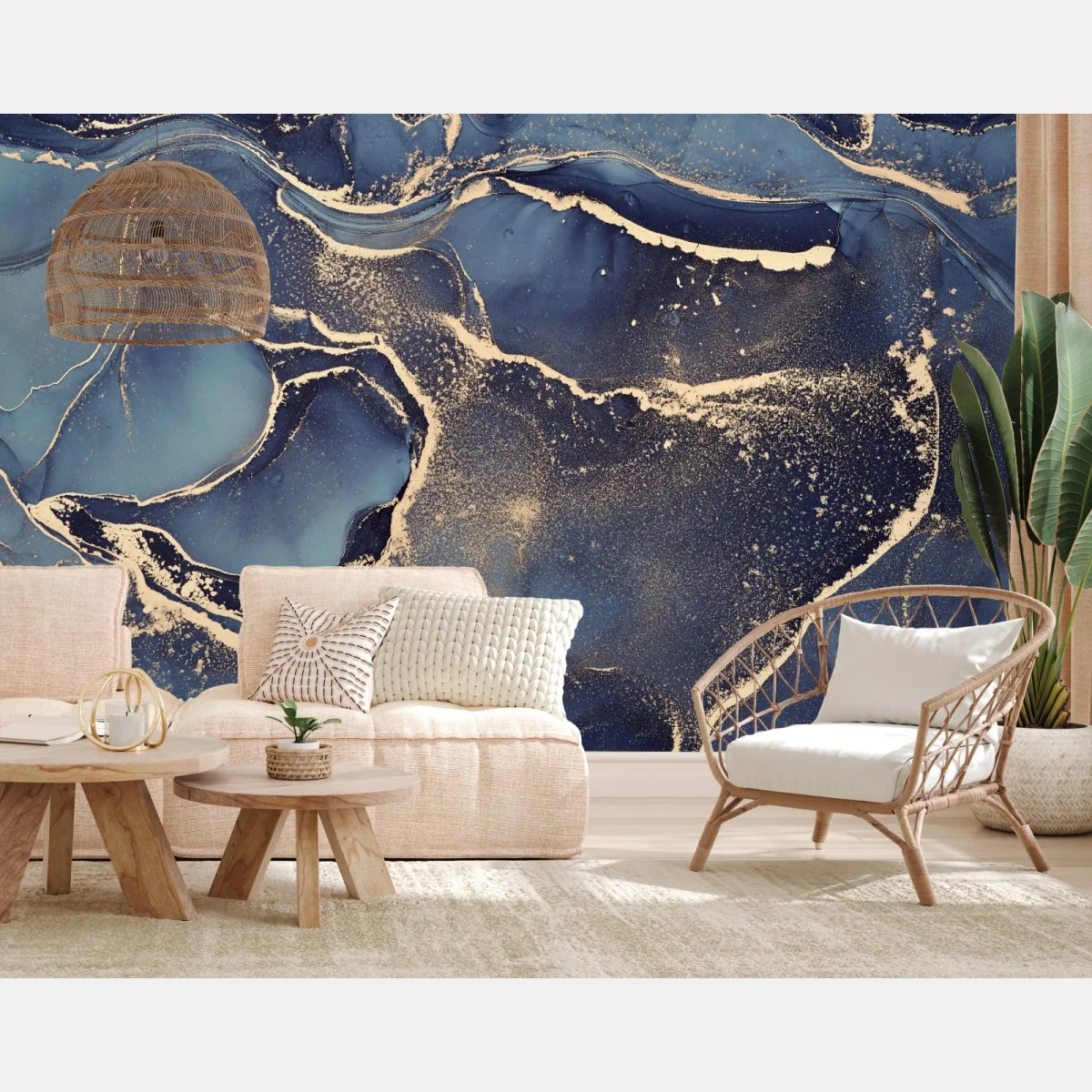 Fototapete traumhafte abstrakte fließmalerei in blau und gold – Wallnifity® Fototapete traumhafte abstrakte fließmalerei in blau und gold – Wallnifity®