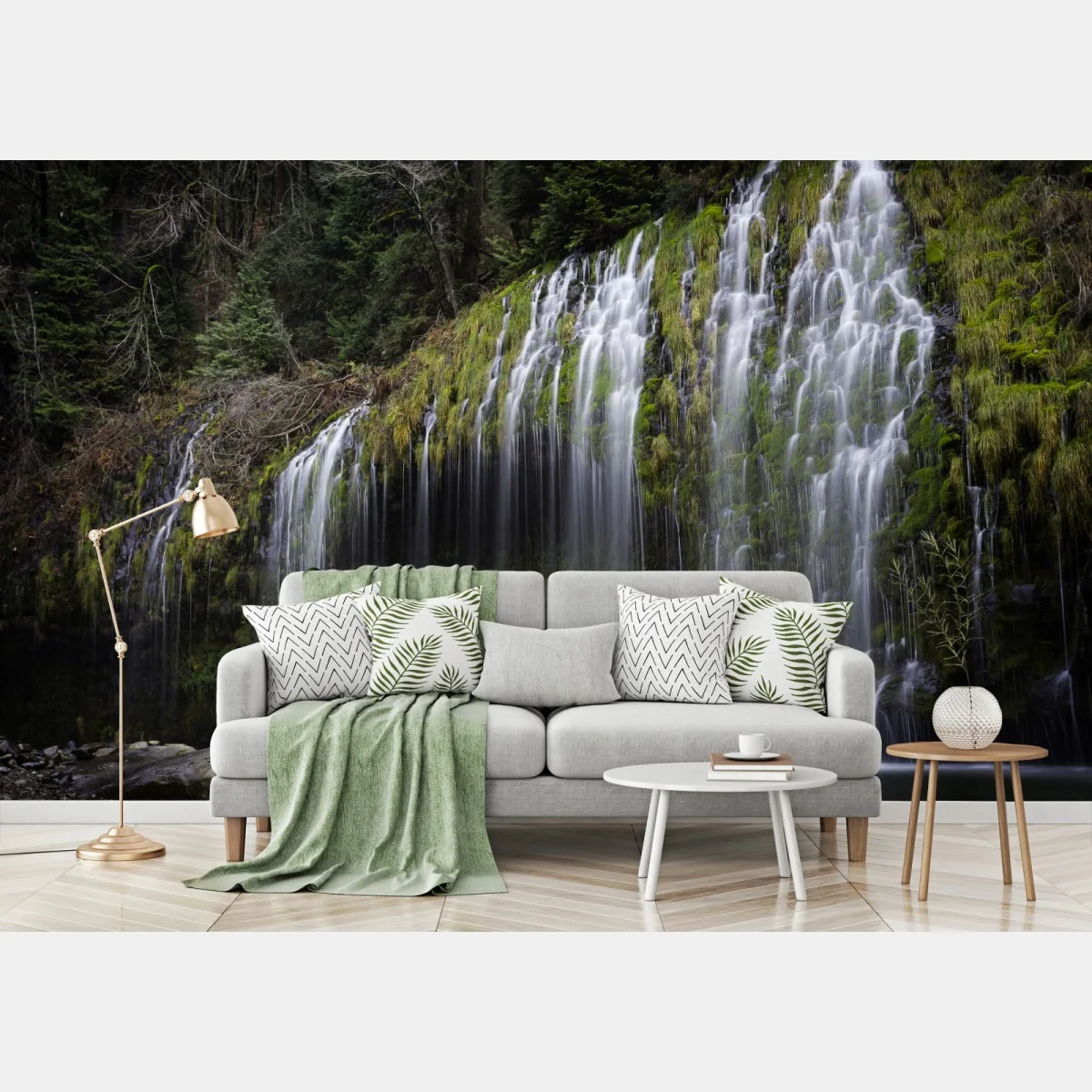 Fototapete moosiger wasserfall im wald – Wallnifity®