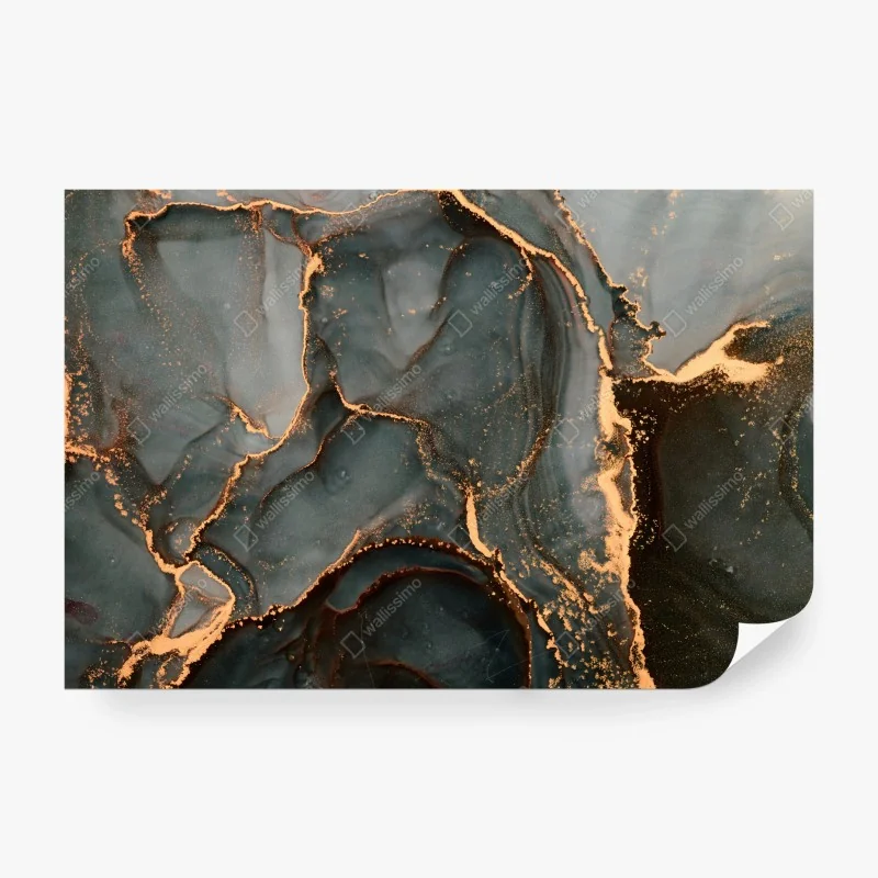 Fototapete luxuriöse türkis abstraktion mit goldenen adern