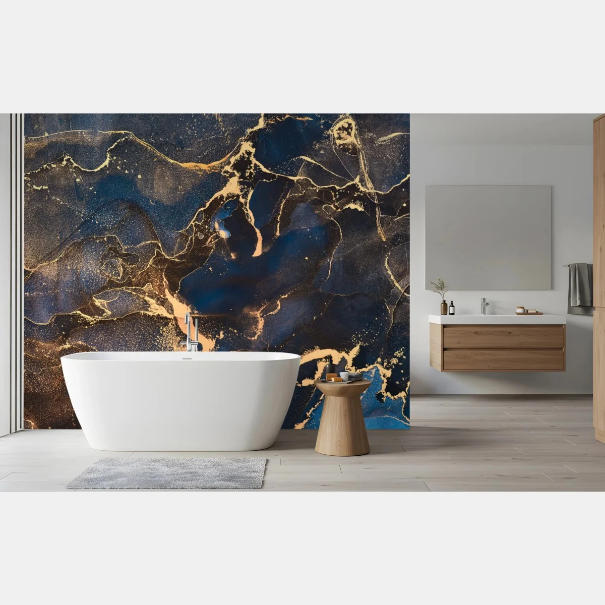 Fototapete nachtmarmor mit goldenen adern – Wallnifity®