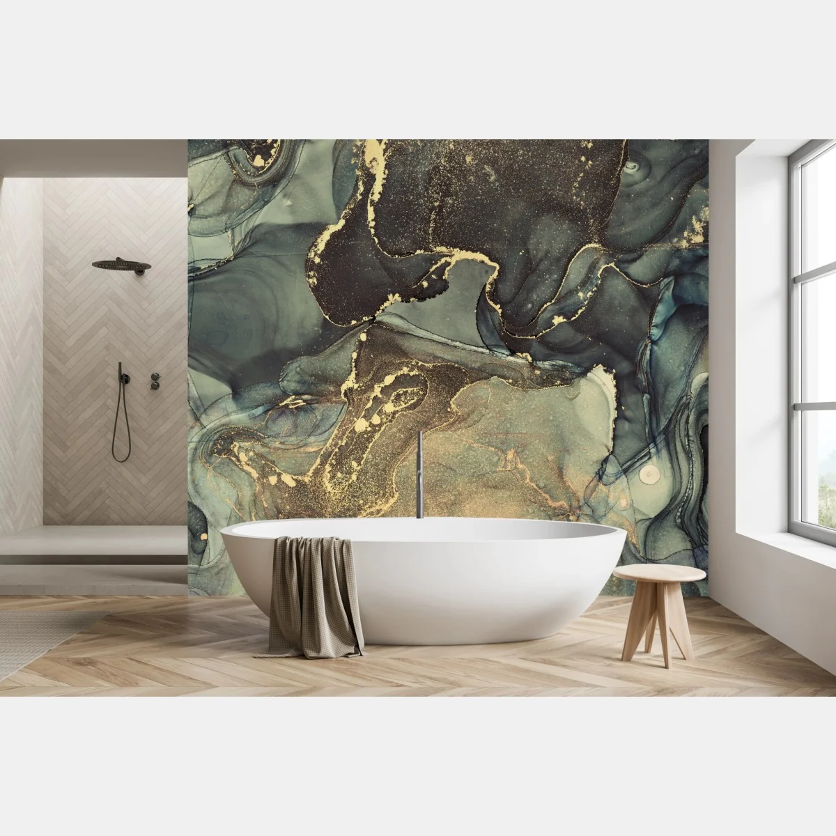 Fototapete türkis und gold fließende abstraktion – Wallnifity® Fototapete türkis und gold fließende abstraktion – Wallnifity®