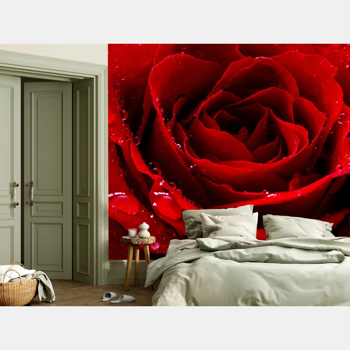 Fototapete leuchtend rote rose nahaufnahme – Wallnifity®