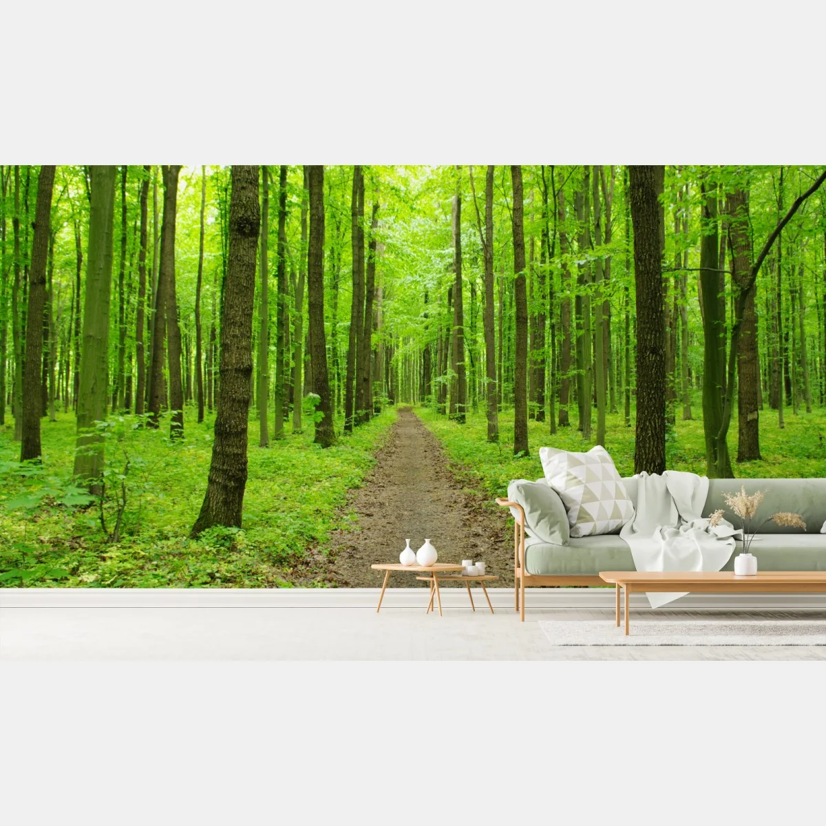 Fototapete ruhiger grüner waldweg – Wallnifity® Fototapete ruhiger grüner waldweg – Wallnifity®