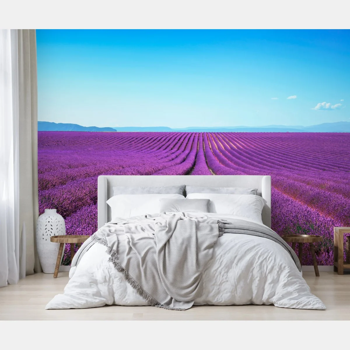 Fototapete lavendelfelder unter blauem himmel – Wallnifity®