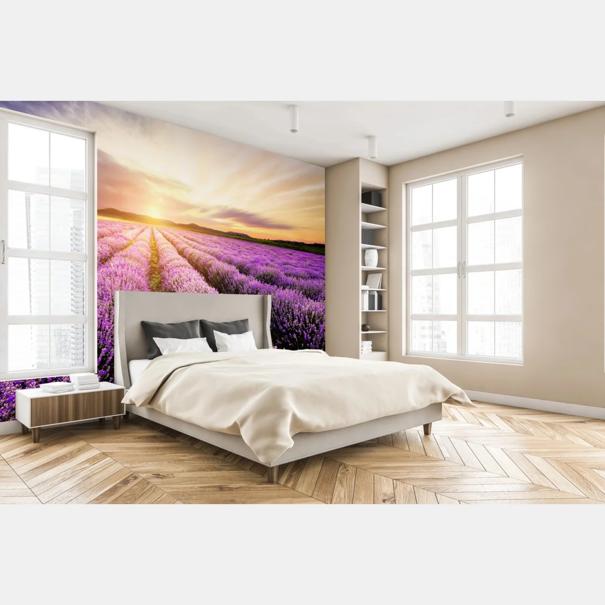 Fototapete sonnenaufgang über lavendelfeldern – Wallnifity® Fototapete sonnenaufgang über lavendelfeldern – Wallnifity®