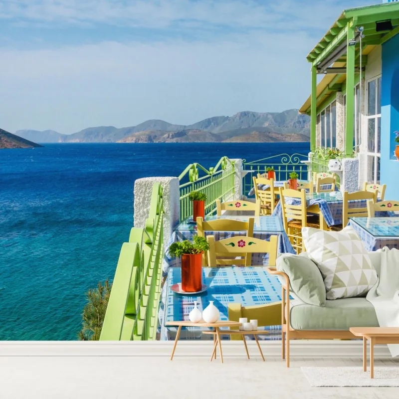 Fototapete sonnige terrasse am Mittelmeer – Wallnifity® Fototapete sonnige terrasse am Mittelmeer – Wallnifity®