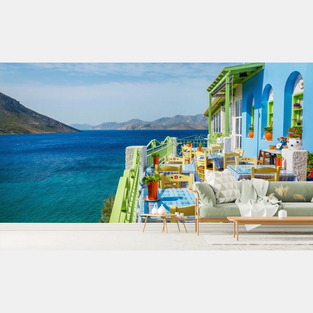 Fototapete sonnige terrasse am Mittelmeer – Wallnifity® Fototapete sonnige terrasse am Mittelmeer – Wallnifity®