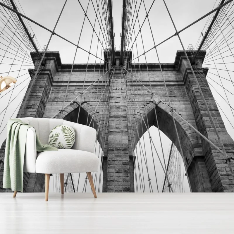 Fototapete monochrome hängebrücke aus grafischer perspektive