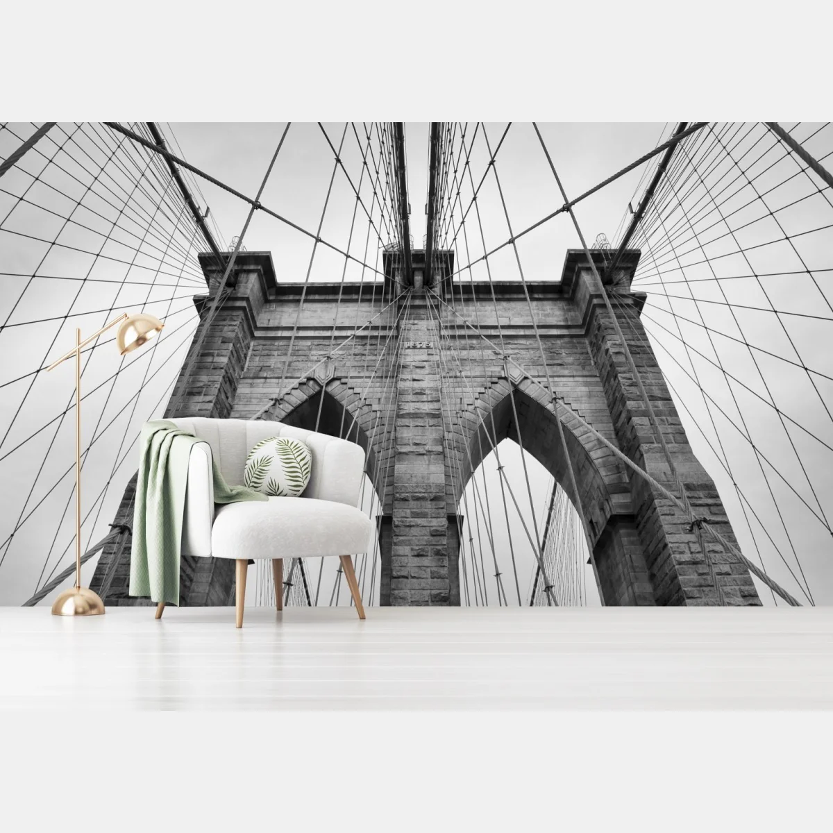 Fototapete monochrome hängebrücke aus grafischer perspektive – Wallnifity®