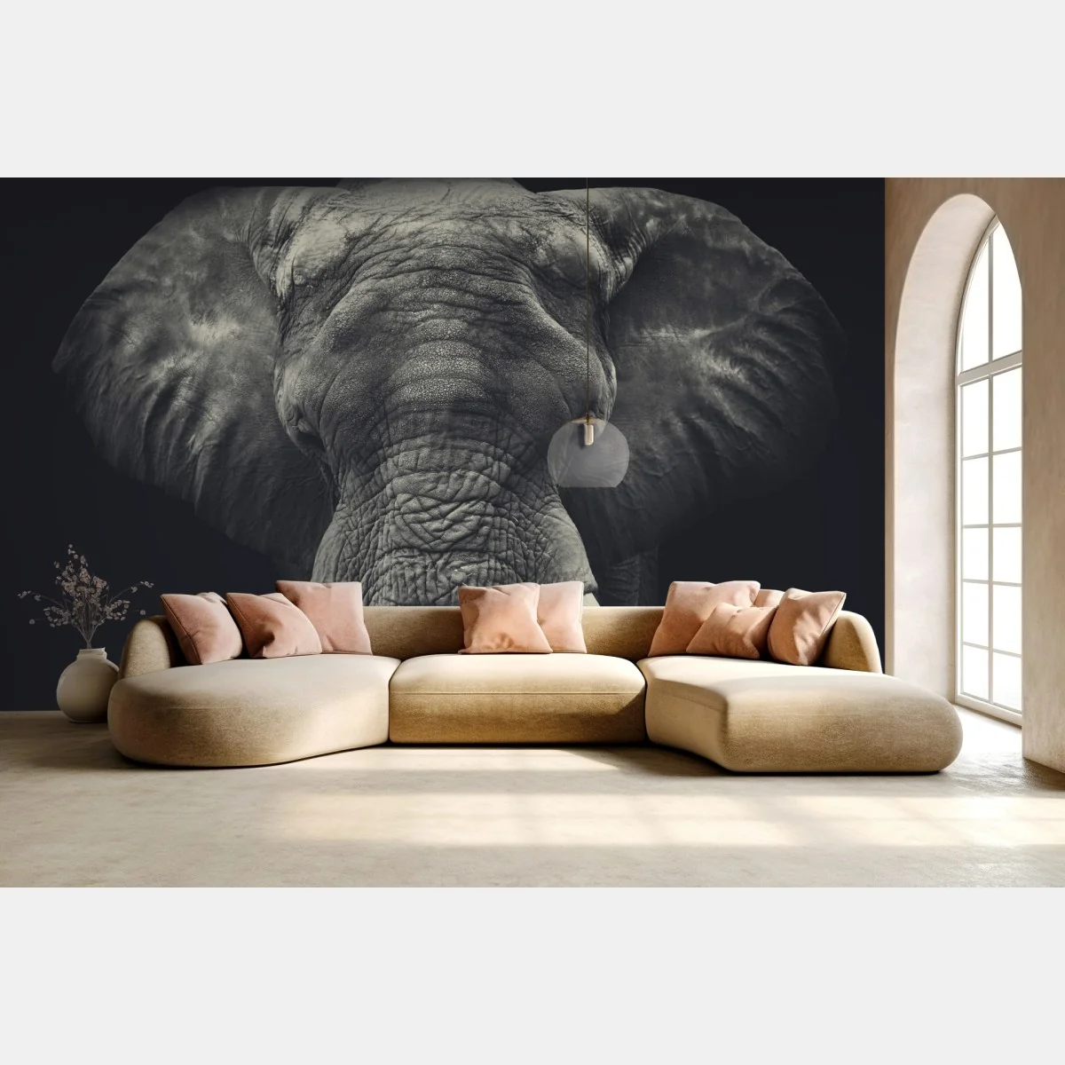 Fototapete majestätisches elefantenportrait in monochrom – Wallnifity® Fototapete majestätisches elefantenportrait in monochrom – Wallnifity®