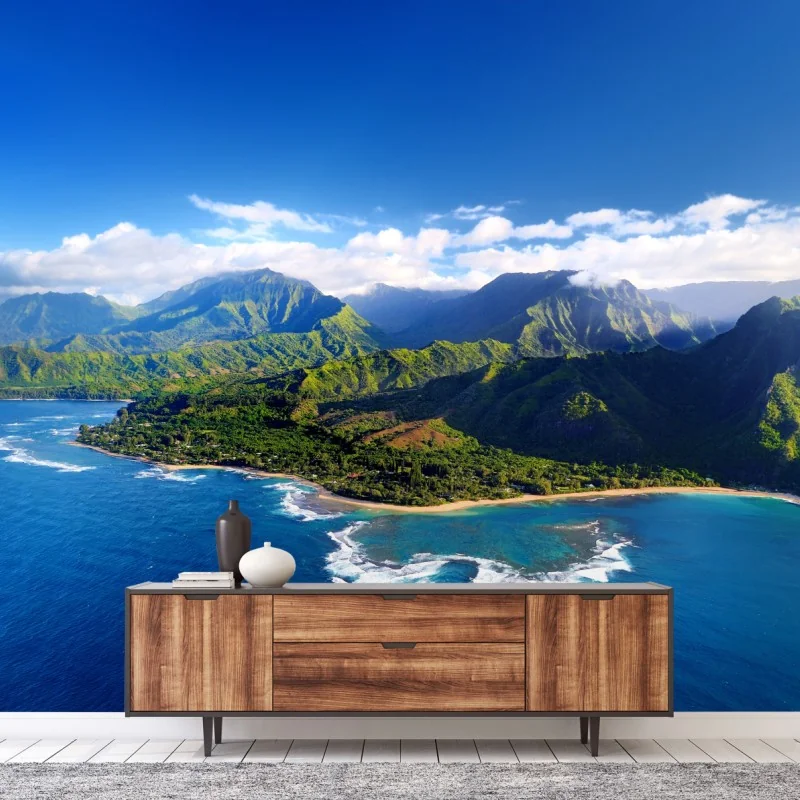 Fototapete panorama der tropischen küste aus der luft – Wallnifity® Fototapete panorama der tropischen küste aus der luft – Wallnifity®