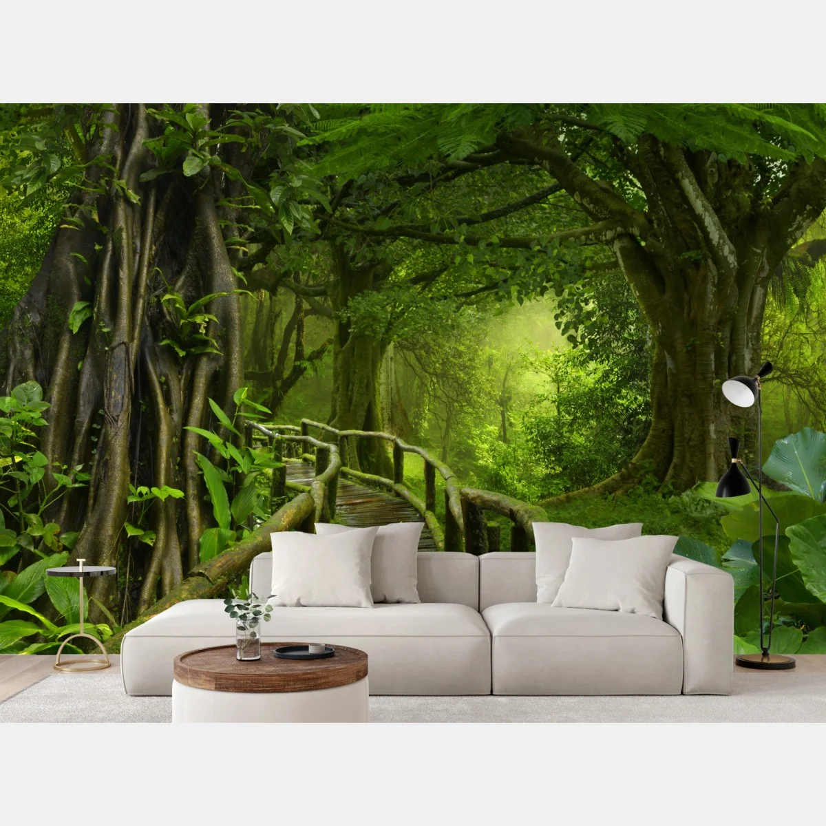 Fototapete nebliger steg im tropischen dschungel – Wallnifity® Fototapete nebliger steg im tropischen dschungel – Wallnifity®